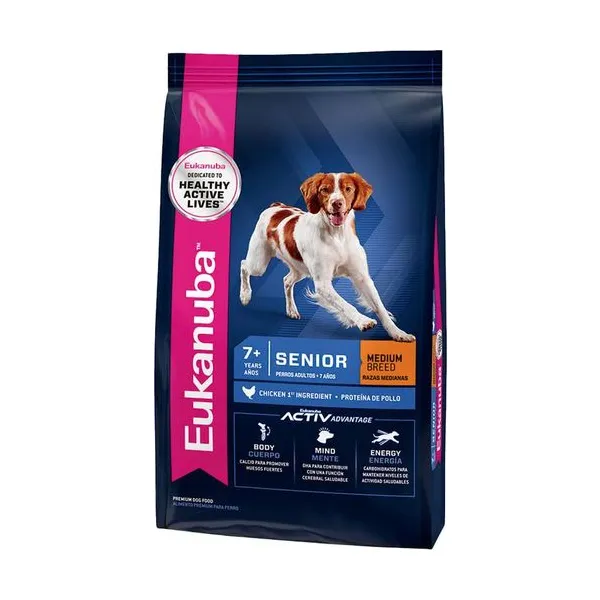 Envase de Eukanuba Senior Raza Mediana 15 kg