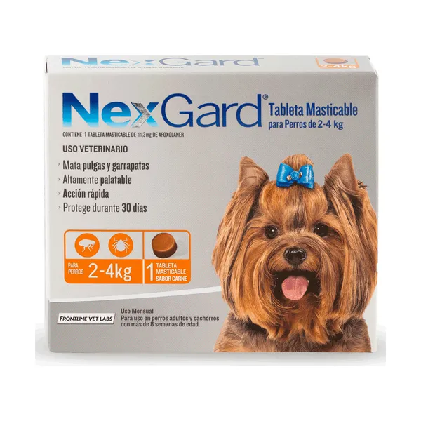 Envase de NexGard Tableta Masticable 2 a 4 kg